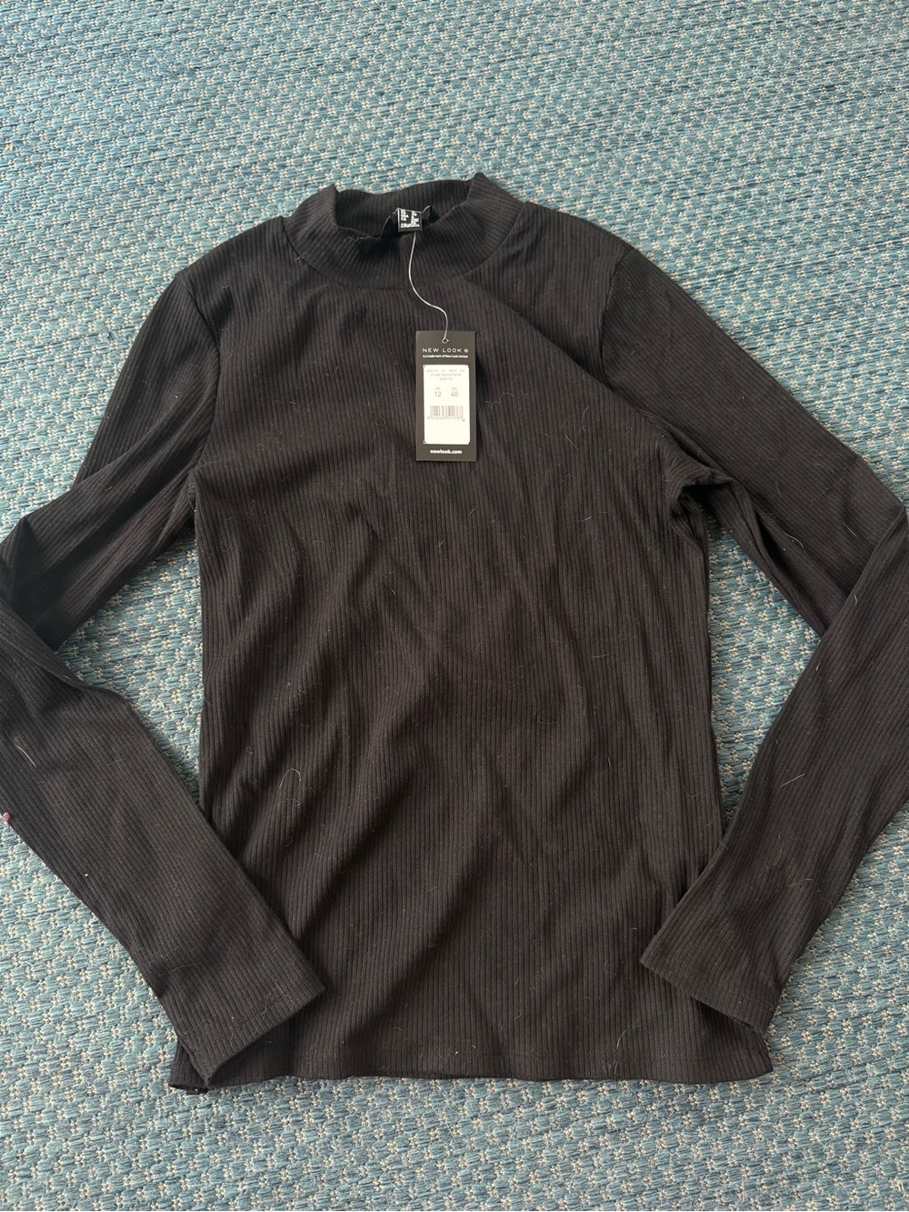 New Look Black Ribbed Mock Neck Top